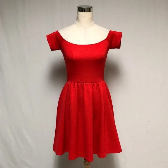 ASOS Off The Shoulder Mini Skater Dress - Picture 2 of 7